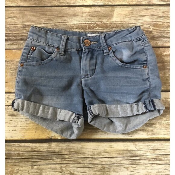 Hudson Girls Designer Blue Jean Shorts Cuffed Stretch Size 7 Casual - Adjustable - Picture 1 of 9